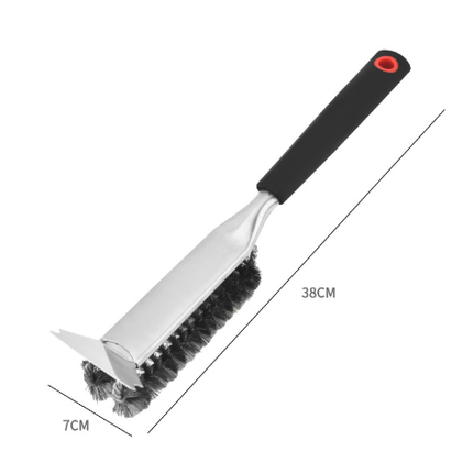Plastics Handle Heavy Duty BBQ Grill Brush - Stainless Steel Wire Cleaner with Scraper for Effortless Grate Cleaning.