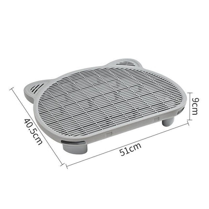 Grey Elevated Cat Litter Trapping Mat - Dual-Layer Scatter Control Tray with Grate.