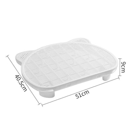 White Elevated Cat Litter Trapping Mat - Dual-Layer Scatter Control Tray with Grate.