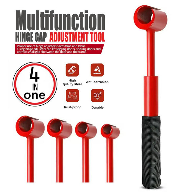 Heavy-Duty 4-in-1 Door Hinge Adjustment Tool - Wrench for Aligning & Lifting Sagging Doors.