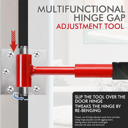 Heavy-Duty 4-in-1 Door Hinge Adjustment Tool - Wrench for Aligning & Lifting Sagging Doors.