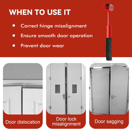 Heavy-Duty 4-in-1 Door Hinge Adjustment Tool - Wrench for Aligning & Lifting Sagging Doors.