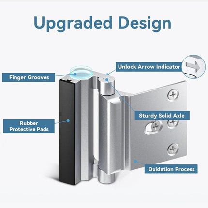 White Heavy-Duty Hotel Style Security Door Lock - Childproof Door Reinforcement Latch for Home Safety.