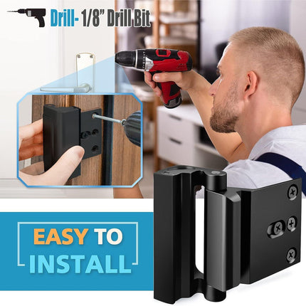 White Heavy-Duty Hotel Style Security Door Lock - Childproof Door Reinforcement Latch for Home Safety.