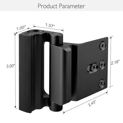 White Heavy-Duty Hotel Style Security Door Lock - Childproof Door Reinforcement Latch for Home Safety.