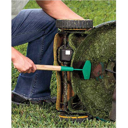 Heavy-Duty Lawn Mower Deck Scraper - Long Handle Garden Tool Cleaner for Blades & Yard Equipment.