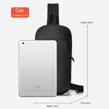 Beige Minimalist Anti-Theft Sling Bag for Men & Women - Water-Resistant Crossbody Chest Pack, Fits 9.7-inch Tablet.