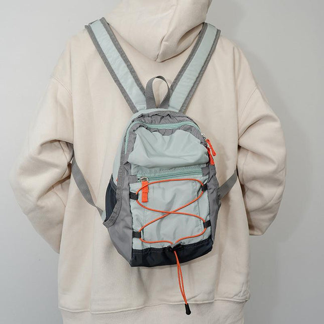 Green Mini Lightweight Drawstring Backpack for Women - Small Casual Travel Daypack.