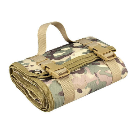 Camouflage Tactical Roll-Up Shooting Mat - Lightweight Waterproof Ground Pad for Outdoor Camping & Hiking.