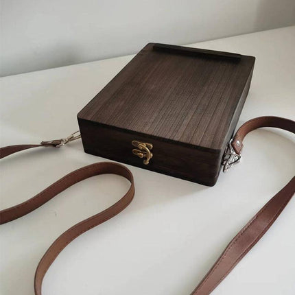 Vintage Writer's Wooden Messenger Box - Artisan Crossbody Satchel for Artists and Creatives.