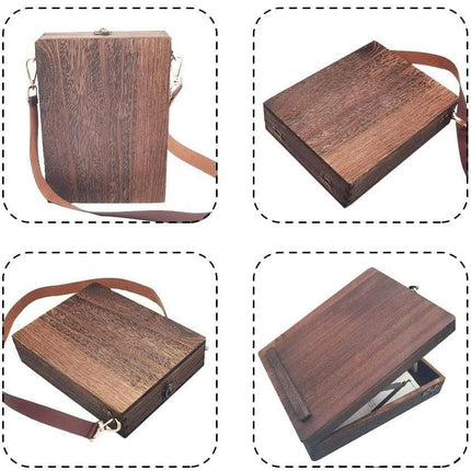 Vintage Writer's Wooden Messenger Box - Artisan Crossbody Satchel for Artists and Creatives.
