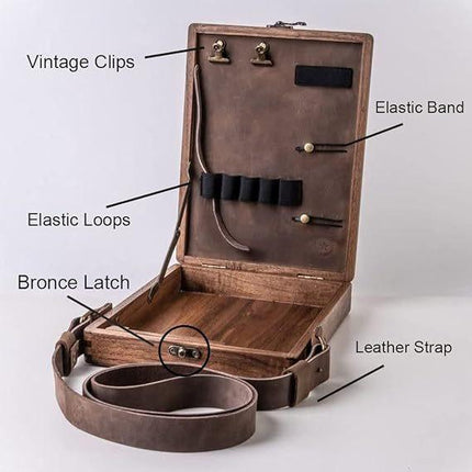 Vintage Writer's Wooden Messenger Box - Artisan Crossbody Satchel for Artists and Creatives.