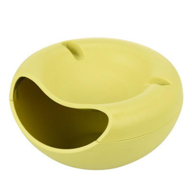 Green Creative Lazy Snack Bowl with Phone Holder - Dual-Layer Dish for Nuts & Seeds.