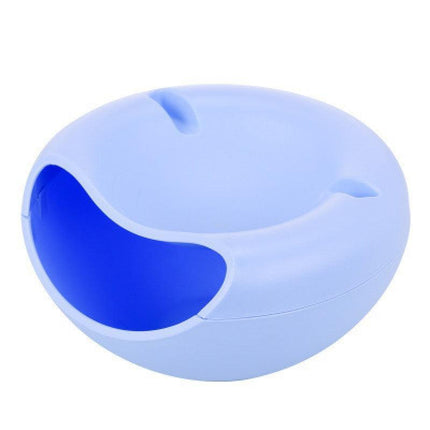 Blue Creative Lazy Snack Bowl with Phone Holder - Dual-Layer Dish for Nuts & Seeds.