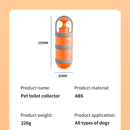 Orange and grey Hygienic Portable Dog Pooper Scooper with Integrated Bag Dispenser - Effortless Pet Waste Cleanup.