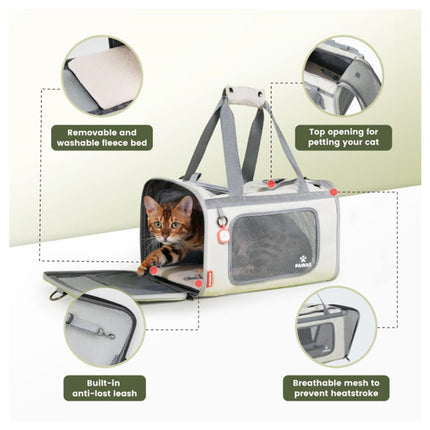 Gray Green Lightweight Foldable Pet Carrier with Straps.