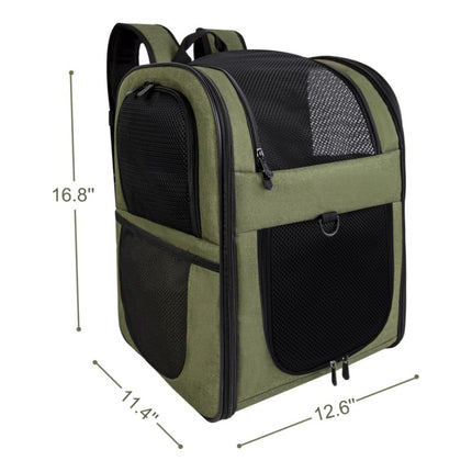 Green Breathable Comfort Pet Travel Backpack.