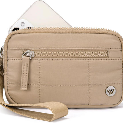 Khaki Elegant WESTBRONCO Quilted Phone Bag Wallet.