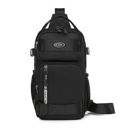 Black Stylish Multi-Functional Men's Chest Bag - Lightweight Crossbody Sling Pack.