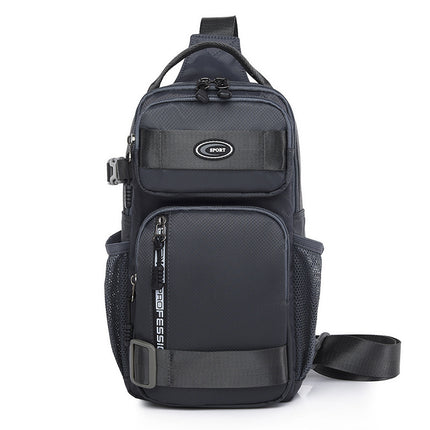 Grey Stylish Multi-Functional Men's Chest Bag - Lightweight Crossbody Sling Pack.
