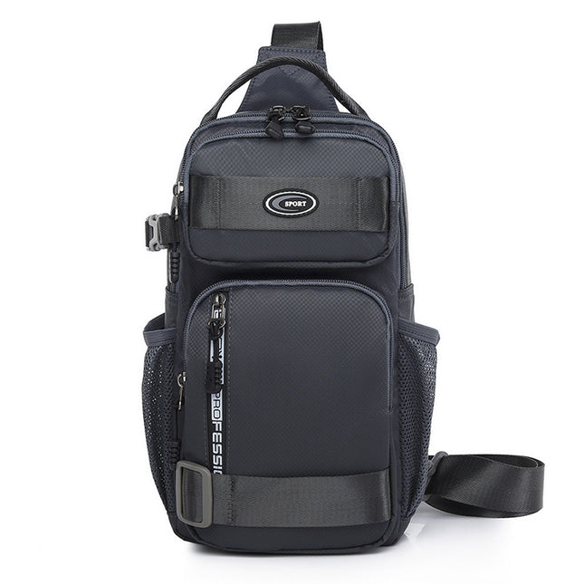 Grey Stylish Multi-Functional Men's Chest Bag - Lightweight Crossbody Sling Pack.