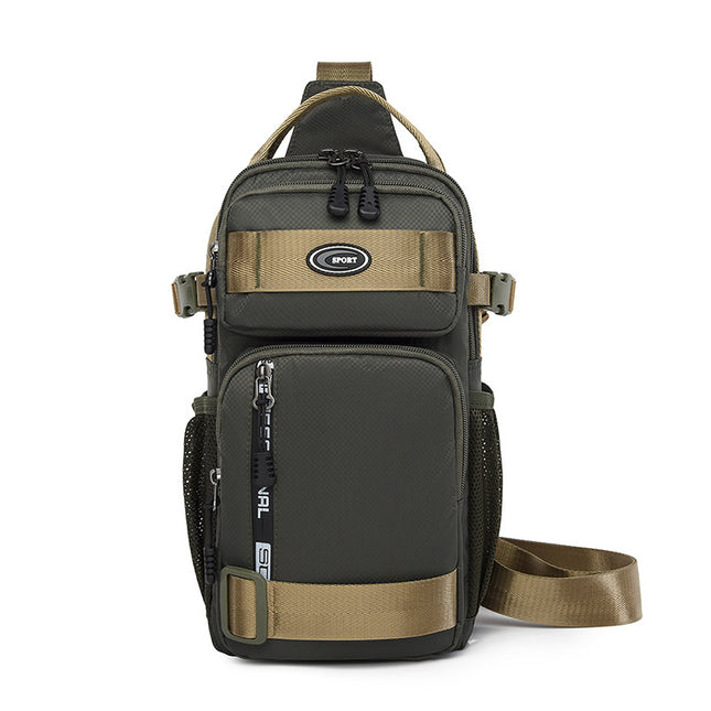 Army Green Stylish Multi-Functional Men's Chest Bag - Lightweight Crossbody Sling Pack.
