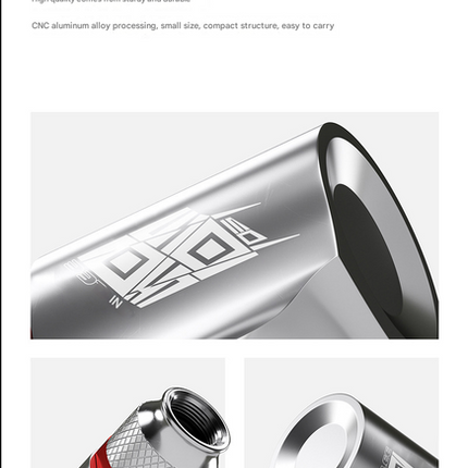 Black Portable CO2 Bike Tire Inflator with Nozzle - Quick Inflation for Road and Mountain Bikes.