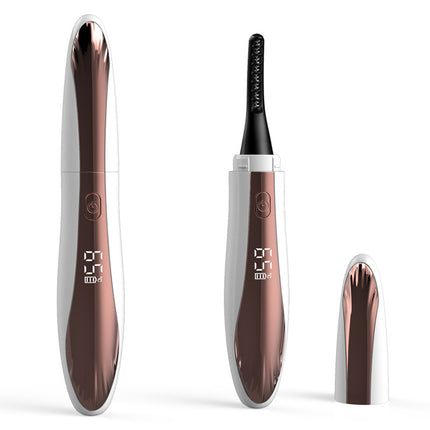 White Professional Electric Heated Eyelash Curler - 4 Temperature Settings, LED Display, USB-C Rechargeable for Perfectly Curled Lashes.