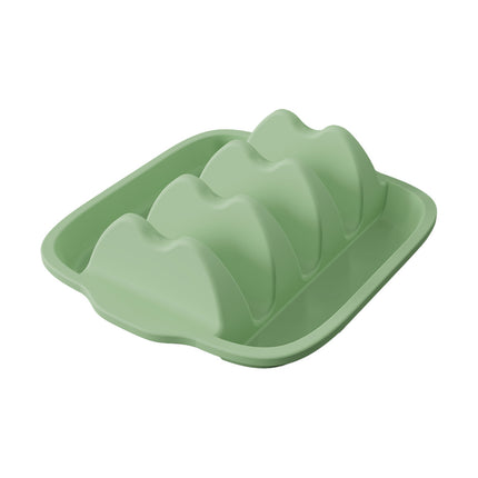 Green Silicone Taco Holder Tray - Creative Non-Slip Corn Taco Serving Rack with 4 Compartments.