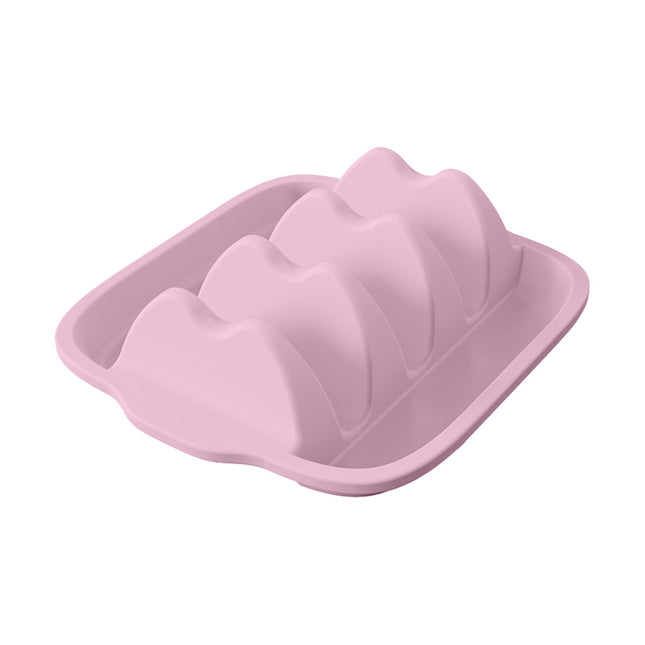 Pink Silicone Taco Holder Tray - Creative Non-Slip Corn Taco Serving Rack with 4 Compartments.