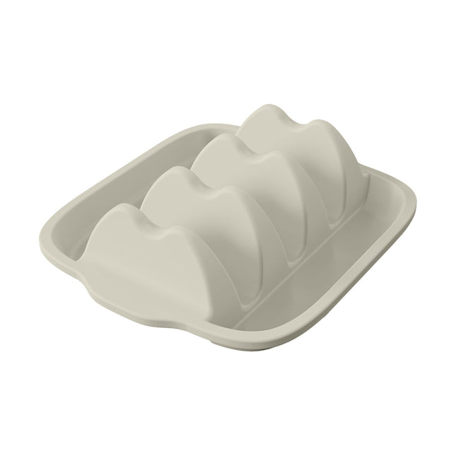 White Silicone Taco Holder Tray - Creative Non-Slip Corn Taco Serving Rack with 4 Compartments.