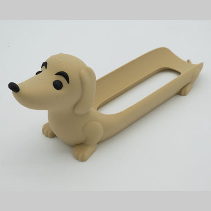 Light Brown Creative Dachshund Hot Dog Tray - Cute Dog-Shaped Sandwich Holder with 3D Decor.
