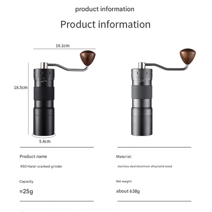 Grey Premium 7-Star Manual Coffee Grinder - Portable Bean Mil(R50pro).