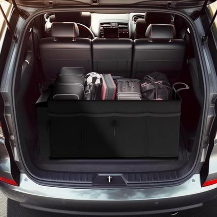 Beige Car Trunk Storage Box - Foldable Organizer.