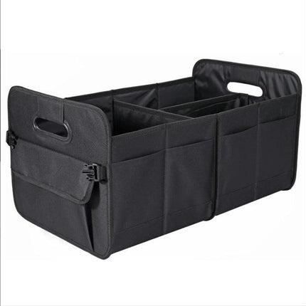 Black Car Storage Box - Foldable Waterproof Trunk Organizer.
