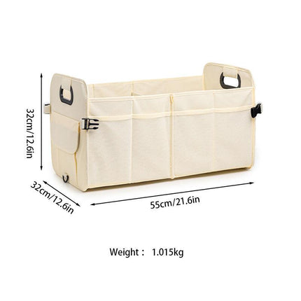 Brown Car Storage Box - Foldable Waterproof Trunk Organizer.