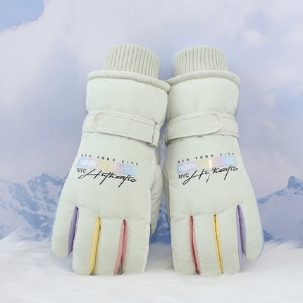 Green Women's Warm Winter Ski Gloves - Waterproof & Windproof Touchscreen Gloves for Snow Sports.