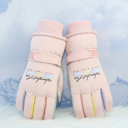 Pink Women's Warm Winter Ski Gloves - Waterproof & Windproof Touchscreen Gloves for Snow Sports.