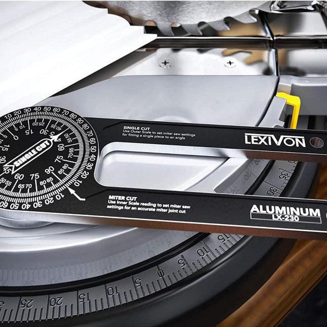 Black Precision 360-Degree Miter Saw Protractor - Aluminum Alloy Angle Finder for Woodworking & Carpentry.