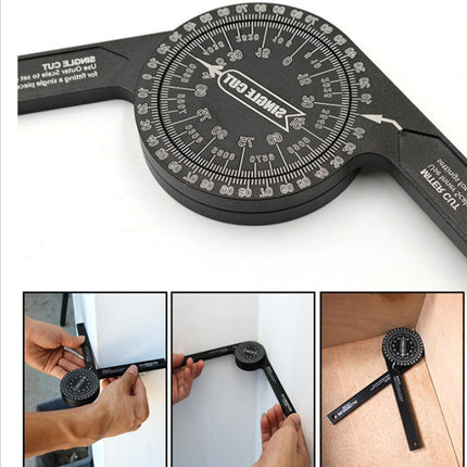 Black Precision 360-Degree Miter Saw Protractor - Aluminum Alloy Angle Finder for Woodworking & Carpentry.