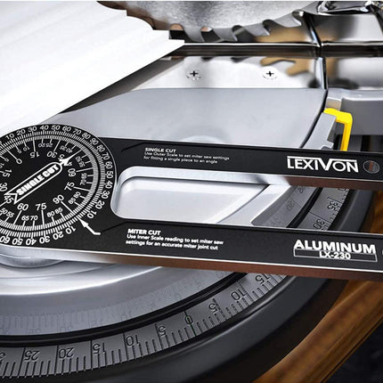 Red Precision 360-Degree Miter Saw Protractor - Aluminum Alloy Angle Finder for Woodworking & Carpentry.