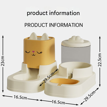 Yellow Automatic Pet Feeder and Water Dispenser Set - Large Capacity Gravity Food & Water Combo for Cats & Dogs.