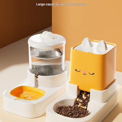 Pink Automatic Pet Feeder and Water Dispenser Set - Large Capacity Gravity Food & Water Combo for Cats & Dogs.