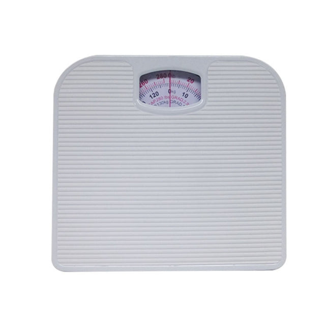 White Classic Mechanical Bathroom Scale - Battery-Free Analog Body Weight Scale with Non-Slip Platform.