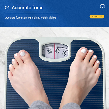 Dark Gray Classic Mechanical Bathroom Scale - Battery-Free Analog Body Weight Scale with Non-Slip Platform.