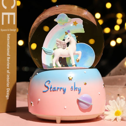 Enchanting Unicorn Snow Globe Music Box - Magical Starry Sky Musical Gift for Girls.