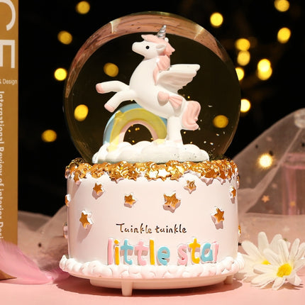 Enchanting Unicorn Snow Globe Music Box - Magical Starry Sky Musical Gift for Girls.