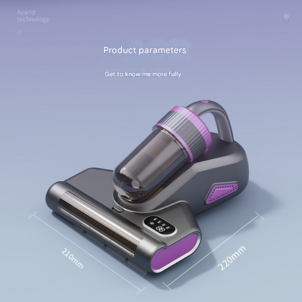Purple Advanced Cordless UV-C Dust Mite Vacuum - Handheld Cleaner with Hot Air, Pulsating Pads & LED Display.