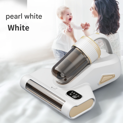 White Advanced Cordless UV-C Dust Mite Vacuum - Handheld Cleaner with Hot Air, Pulsating Pads & LED Display.