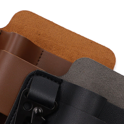 2-piece Black Outdoor EDC Tactical Tool Waist Bag - Multi-Functional Belt Storage Pouch with Flashlight, Copper Sleeve, and Survival Knife Holder.
